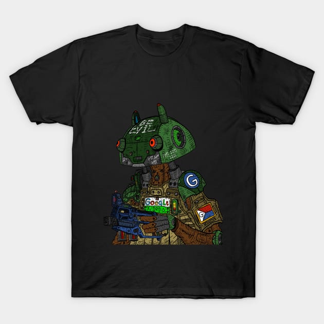 android robot. scifi google killer bot. hand drawn illustration. T-Shirt by JJadx